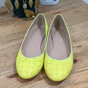 J. Crew Neon Yellow Studded Ballet Flats